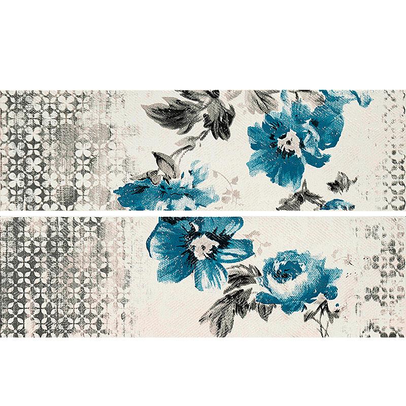 Marazzi COLORBLOCK LISTELLO FLOWER WHITE-GREY-LIGHT BLUE-BLUE